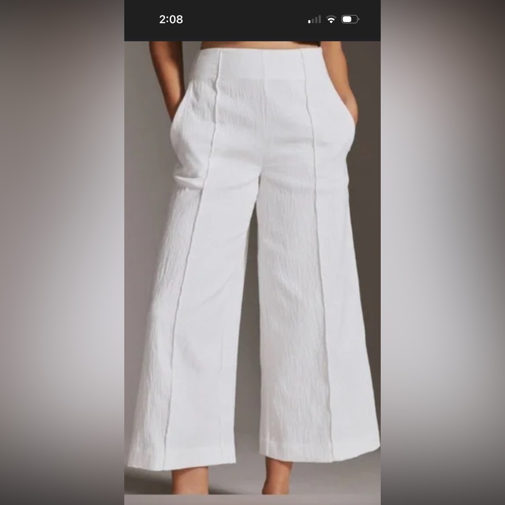 Maeve White Wide Leg Crop Pants